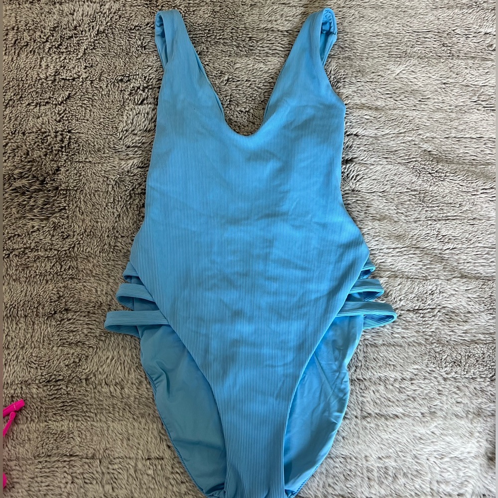 Rebecca Virtue blue swimsuit